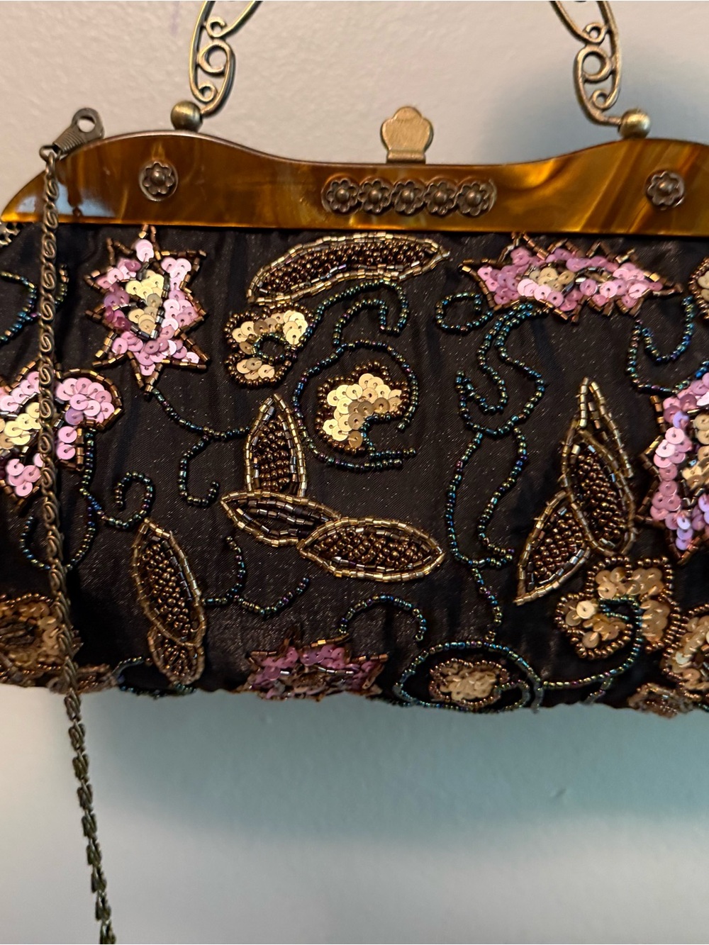 Vintage Beaded-Sequence Evening Clutch Bag - Picture 2 of 8